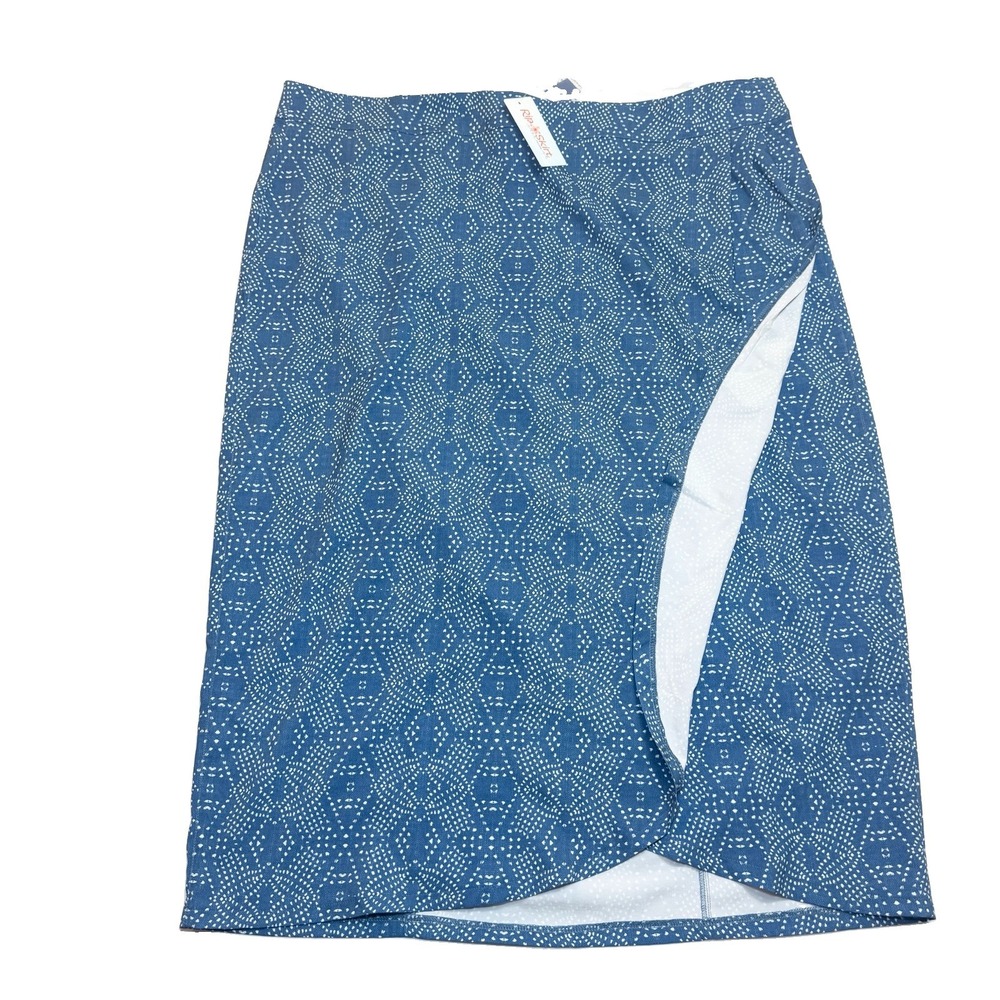 RipSkirt Hawaii Length 4 Midi Wrap Skirt Size XXL Blue Boho Denim Print Travel